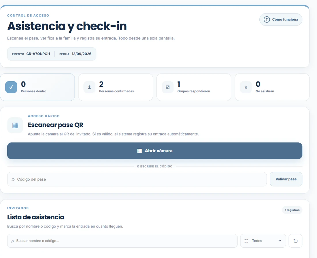 Control de asistencia y check-in con QR